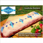 Beef Sirloin AGED BY GOODWINS Australia STEER young cattle (Striploin / New York Strip / Has Luar) frozen brand Harvey/Midfield ROAST MINI 2" 5cm (price/pc 800g)